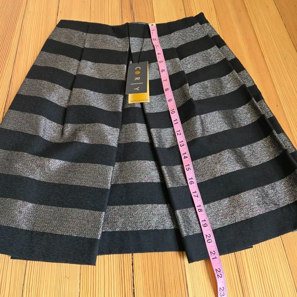 CORY Justina Box Pleat Skirt Size 8 Metallic Rainbow Sparkle Party Cocktail Glam
